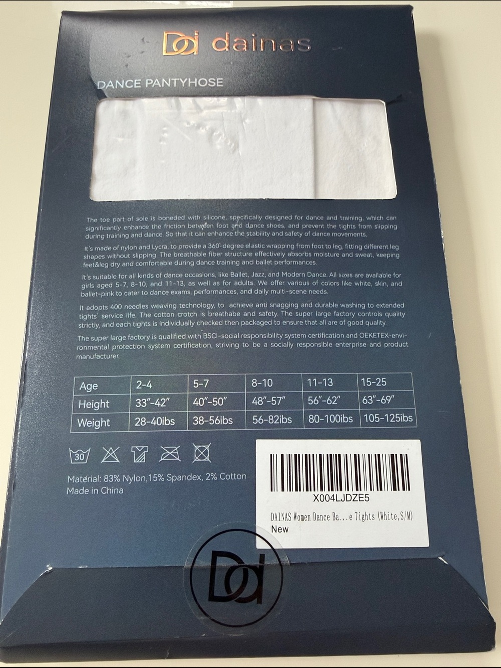 White Dance Tights with Anti-Slip Sole - Picture 6 of 6